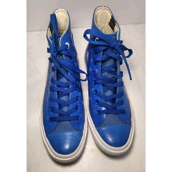 Converse Lunarlon Hi Top Mens 8.5 W 10.5 1Blue Polka Dot Shoes Chuck Taylor 2 - Picture 2 of 12